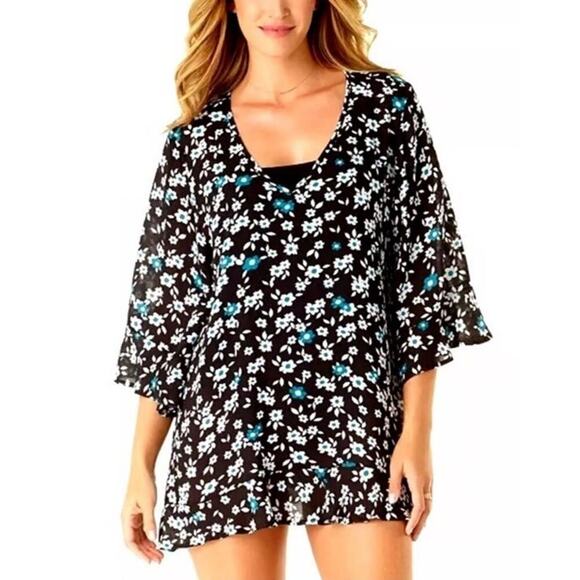 Anne Cole Plus Flounce V Neck Tunic swim Cover plus size 22w / 24w NWT - Picture 1 of 11